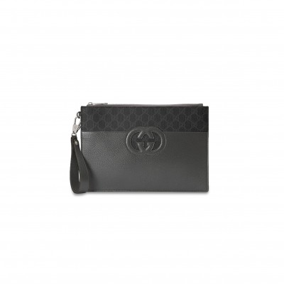 GUCCI CANVAS WITH LEATHER CLUTCH 723320 (30.5*21*1.5cm)